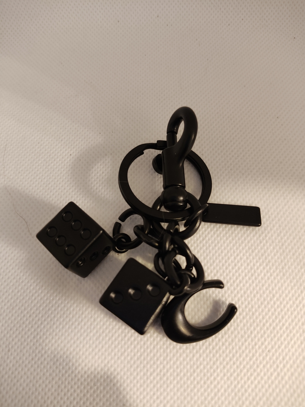 Matte Black Dice Charm Keychain & Bag Charm